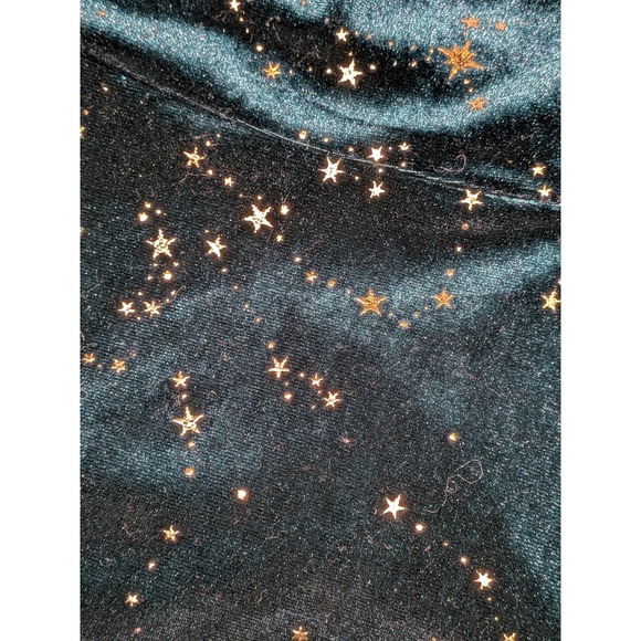 Allegra K Velvet Dress Small Green Gold Stars Square Neck‎ Long Sleeve Mini NWT - Picture 10 of 10
